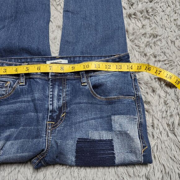 Kensie Jeans Skinny Crop Womens 4/27 4 Mid Rise Blue Distressed‎ Patchwork Denim - Picture 5 of 16